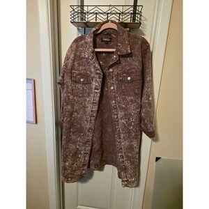 Thrill Jeans long jean jacket rustic large brown and cream